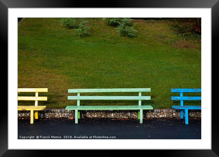 Park benches Framed Mounted Print by Franck Metois