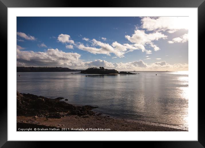 Drakes Island Plymouth Sound Framed Mounted Print by Graham Nathan