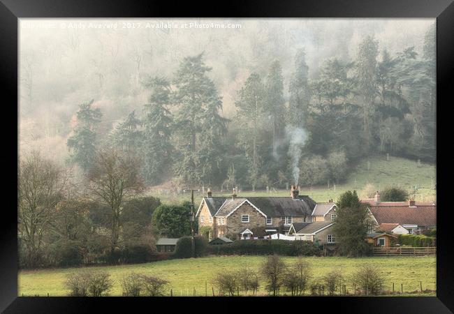 Chimney Smoke in a North Yorkshire village Framed Print by Andy Aveyard