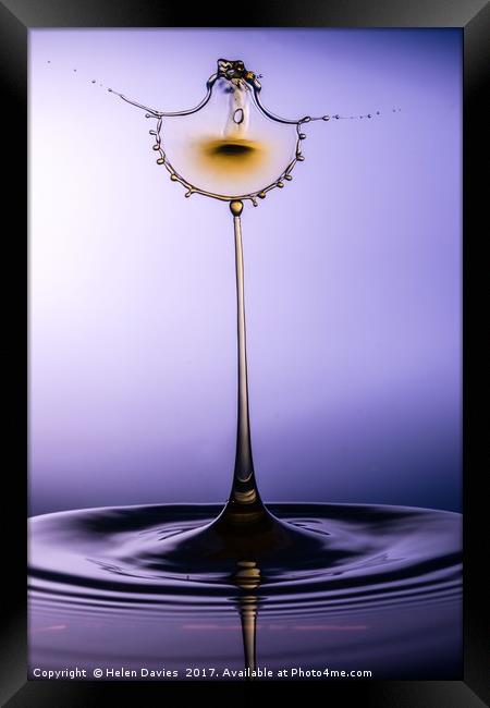 Purple gold water drop Framed Print by Helen Davies