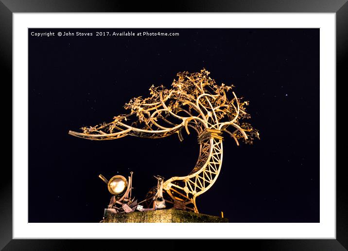 The Shadows in another light, Metal tree sculpture Framed Mounted Print by John Stoves