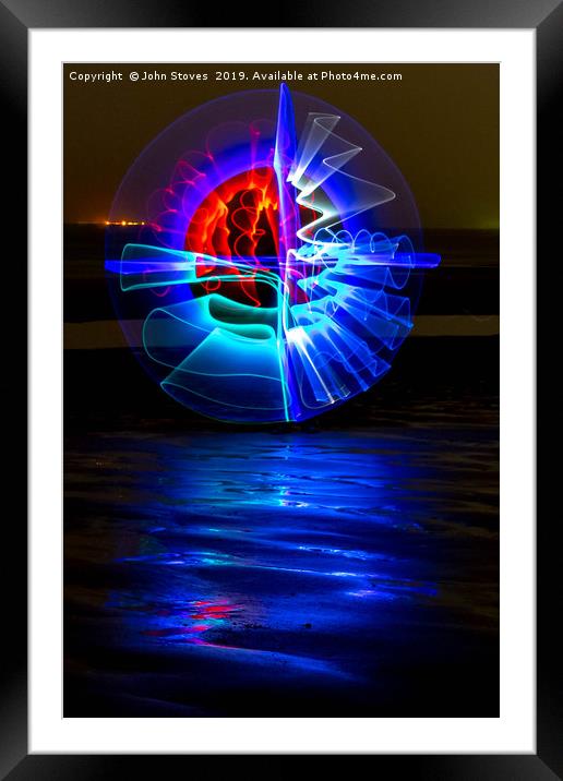 Lightpainting on a beach Framed Mounted Print by John Stoves