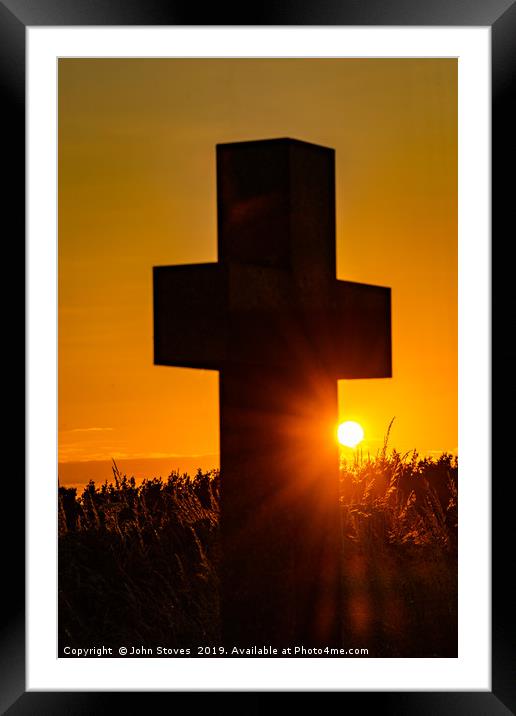 A cross at sunset Framed Mounted Print by John Stoves