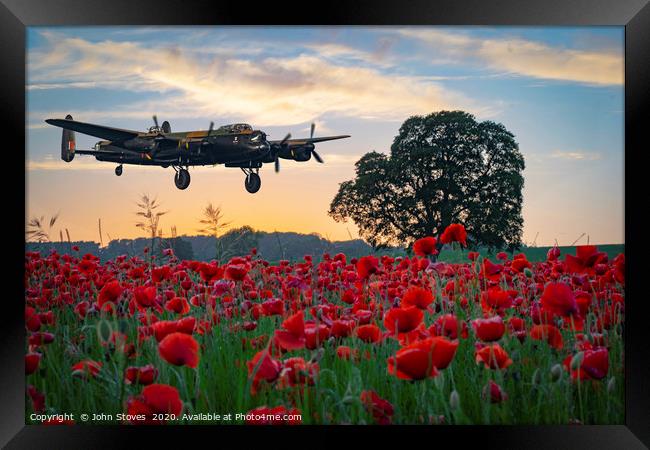 Lancaster Bomber coming home! Framed Print by John Stoves