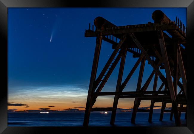 Neowise Comet with Noctilucent Cloud at Steetley P Framed Print by John Stoves
