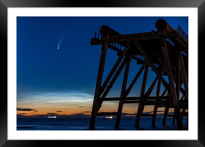 Neowise Comet with Noctilucent Cloud at Steetley P Framed Mounted Print by John Stoves