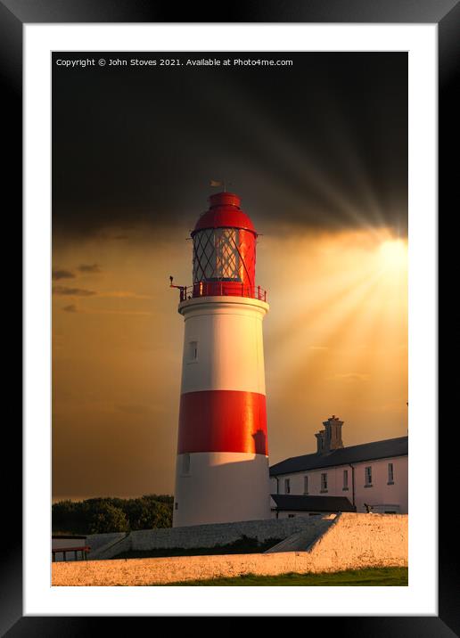 Lighthouse at Sunset Framed Mounted Print by John Stoves
