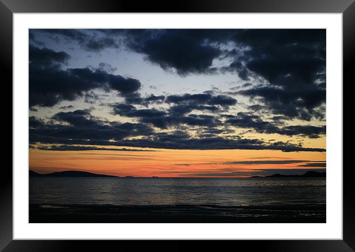 Sunset, cloudscape, Camusdarach beach, Scotland Framed Mounted Print by Linda More