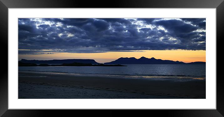 Islands of Eigg and Rum from Camusdarach, Scotland Framed Mounted Print by Linda More