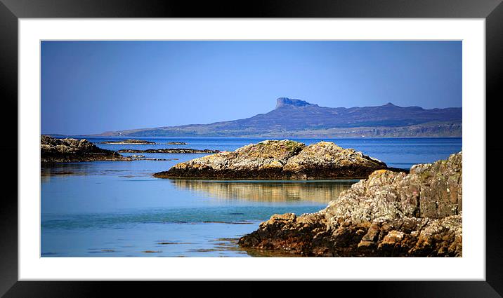 Scottish landscape towards Island of Eigg Framed Mounted Print by Linda More