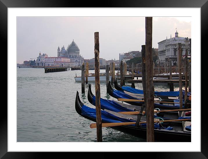 Gondolas in Venice Framed Mounted Print by Linda More