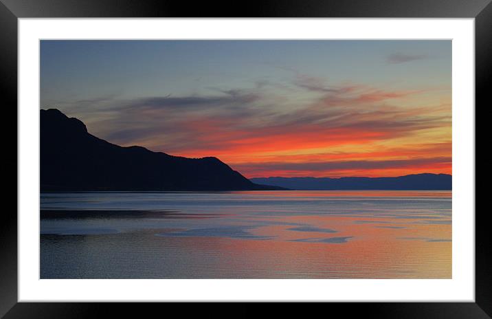 Sunset, view from Montreaux, Switzerland Framed Mounted Print by Linda More