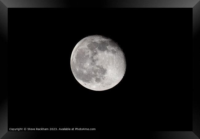 Waning Gibbous Moon over Sheffield Framed Print by Steve Rackham