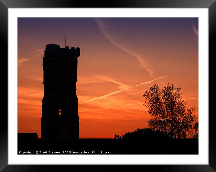 Littlestone Water Tower At Sunset Framed Mounted Print by Scott Stevens