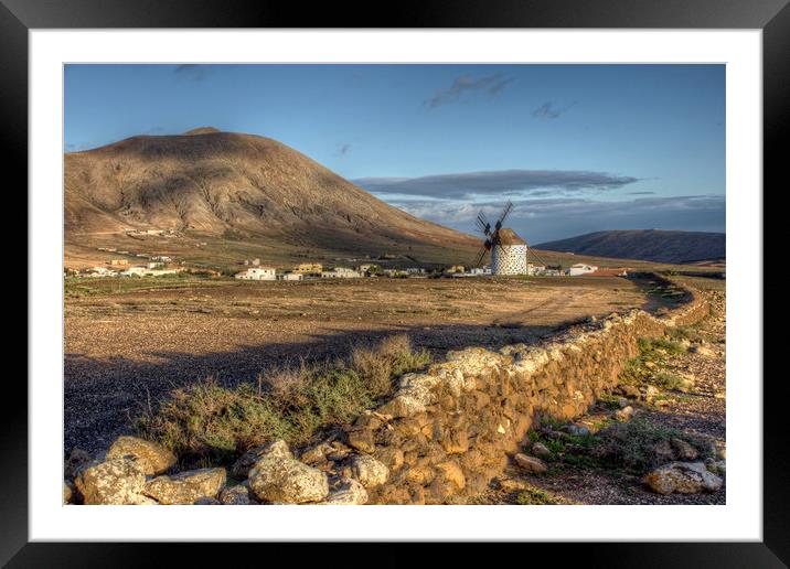 Windmill Landscape, Villaverde, Fuerteventura Framed Mounted Print by John Parker