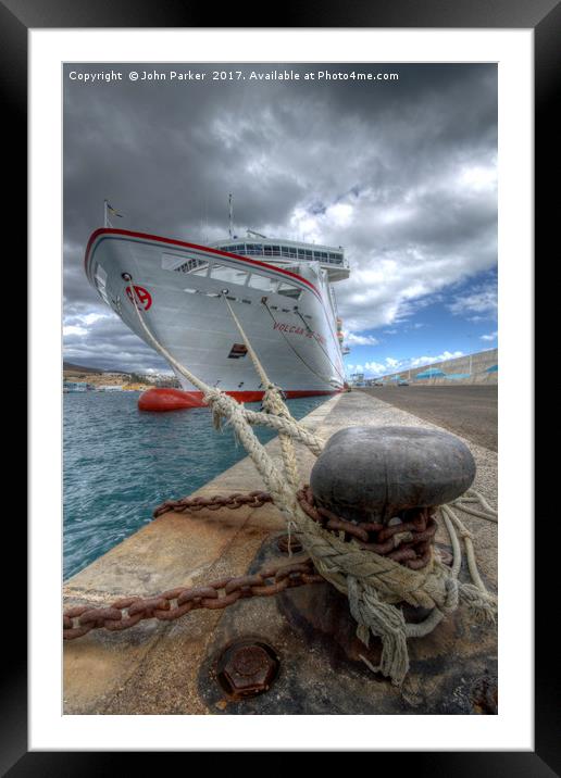 The Ferry, Morro Jable, Fuerteventura Framed Mounted Print by John Parker