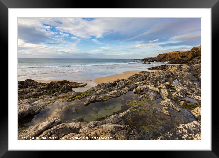 Rock Pools At The Beach Framed Mounted Print by John Parker