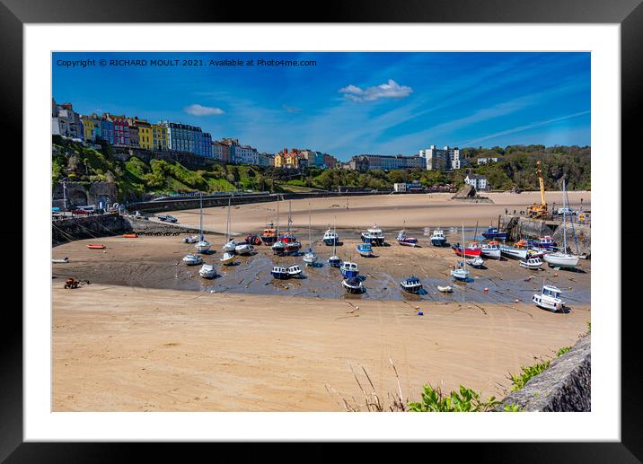 Tenby Harbour At Low Tide Framed Mounted Print by RICHARD MOULT