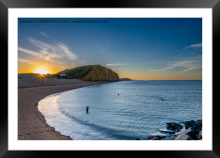 Early Morning Swim At West Bay In Dorset Framed Mounted Print by RICHARD MOULT