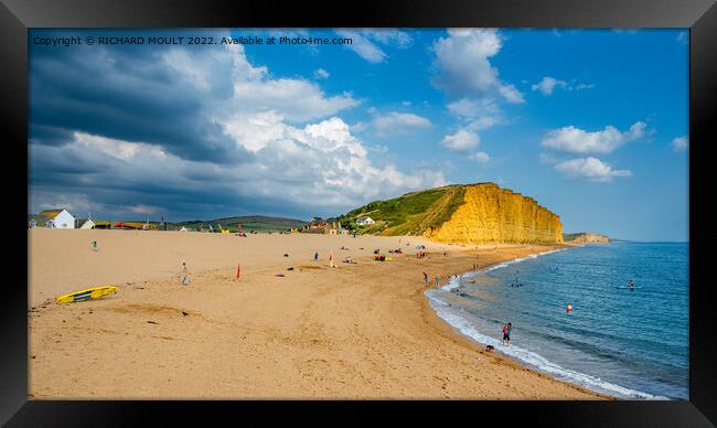 West Bay Beach And Cliff Framed Print by RICHARD MOULT