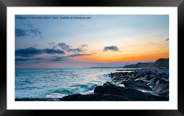 West Bay Dorset at Sunset Framed Mounted Print by RICHARD MOULT