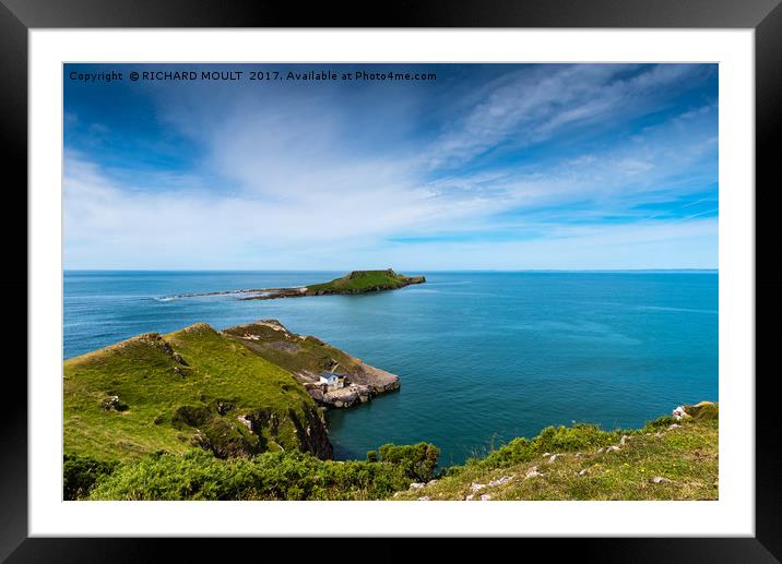 Worms Head Gower Bathed In Summer Sunshine Framed Mounted Print by RICHARD MOULT