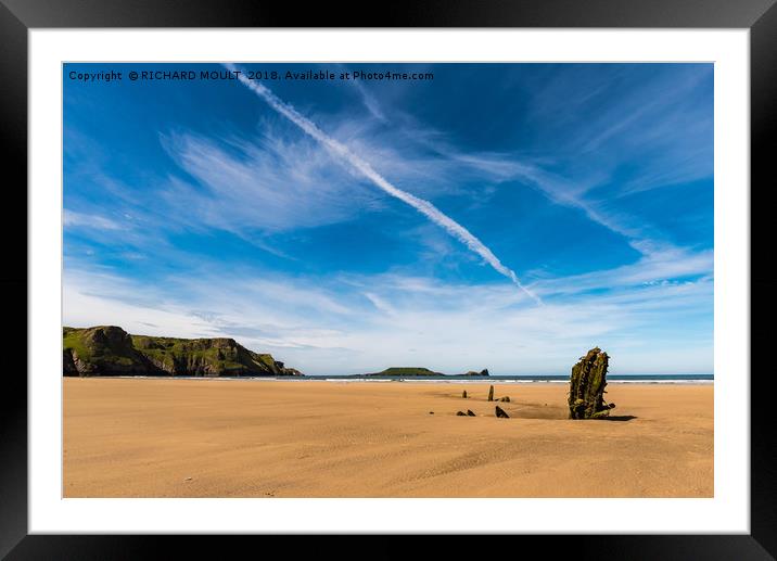 The wreck of the Helvetia at Rhosilli Gower Framed Mounted Print by RICHARD MOULT