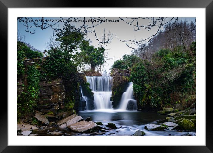 Penllergaer Waterfall at Valley Wood Swansea Framed Mounted Print by RICHARD MOULT