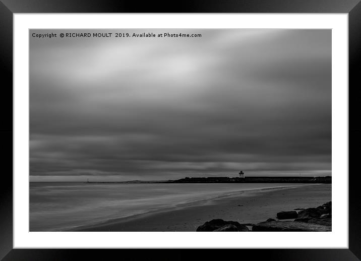 Burry Port Lighthouse in Monochrome Framed Mounted Print by RICHARD MOULT