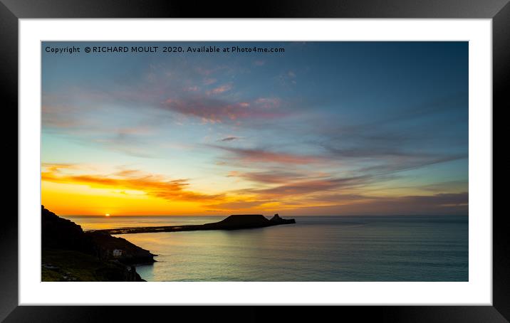 Worms Head Sunset Framed Mounted Print by RICHARD MOULT