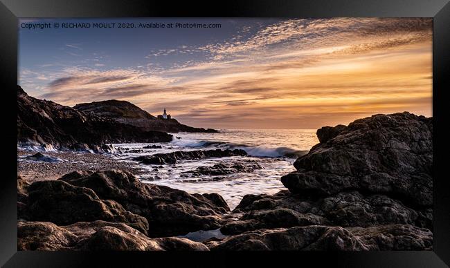 Sunrise at Bracelet Bay on Gower Framed Print by RICHARD MOULT