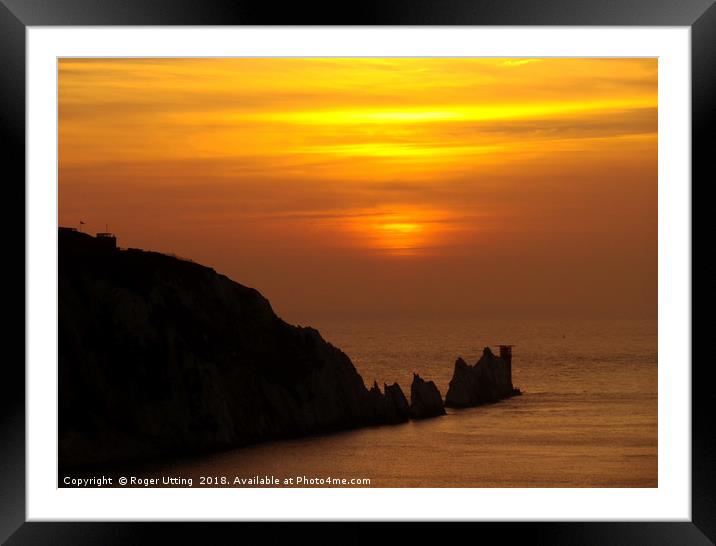 Sunset over the Needles Framed Mounted Print by Roger Utting