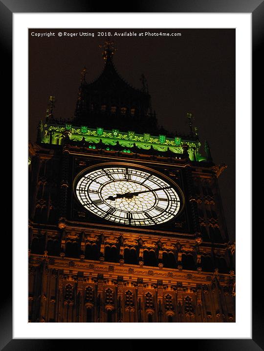 Big Ben at night Framed Mounted Print by Roger Utting