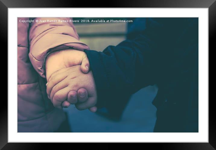 Children holding hands Framed Mounted Print by Juan Ramón Ramos Rivero