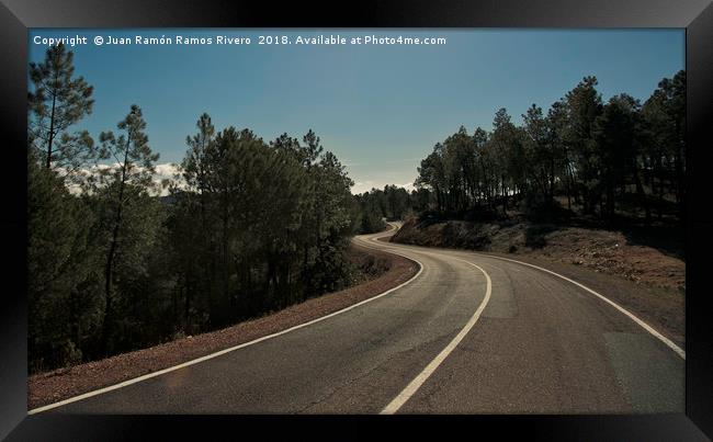 Road between trees Framed Print by Juan Ramón Ramos Rivero
