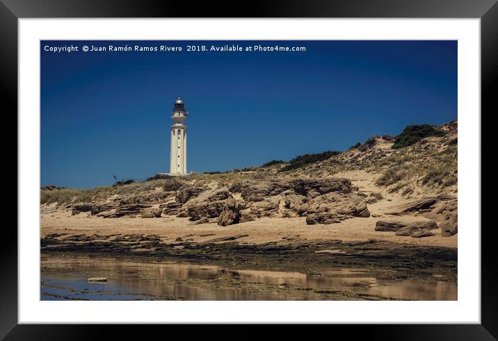 Lighthouse on the beach Framed Mounted Print by Juan Ramón Ramos Rivero