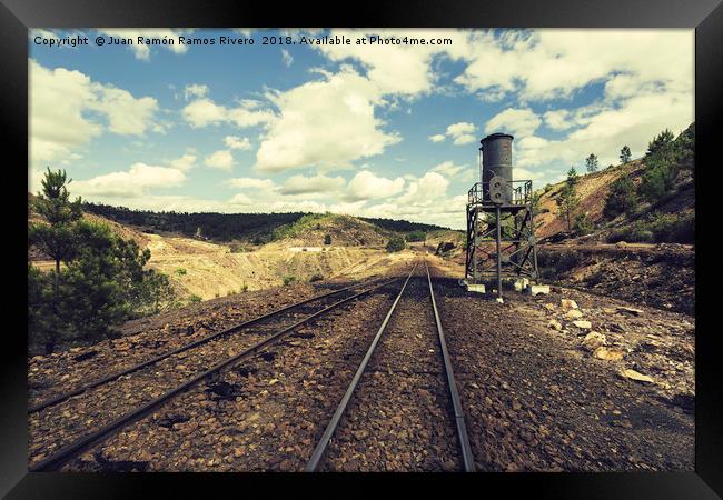 Old railway road in mining landscape Framed Print by Juan Ramón Ramos Rivero