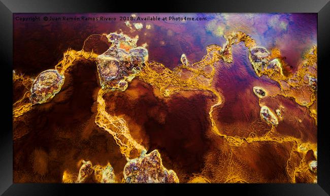Stones in red waters connected by stromatolites Framed Print by Juan Ramón Ramos Rivero