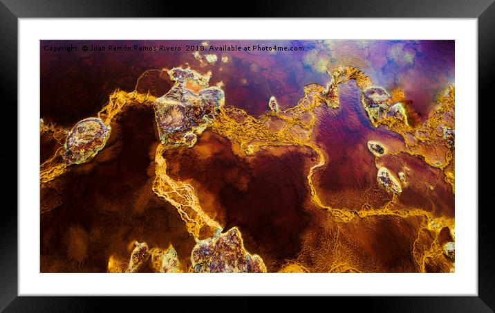 Stones in red waters connected by stromatolites Framed Mounted Print by Juan Ramón Ramos Rivero