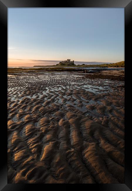 Across the sands to Bamburgh Castle Framed Print by Aidan Mincher