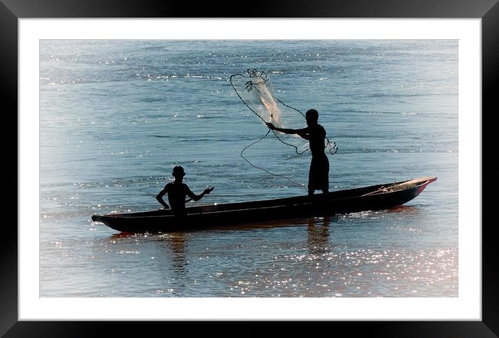  Fishing in Madagascar at sunset                   Framed Mounted Print by Genevieve HUI BON HOA