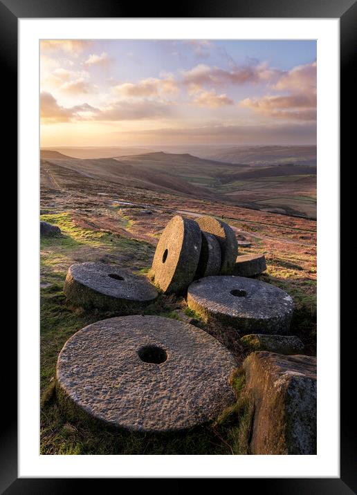 Stanage Edge Millstones Framed Mounted Print by David Semmens