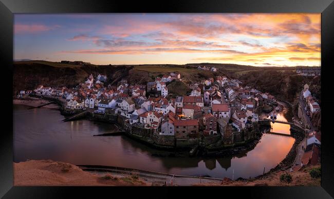 Staithes Sunset Framed Print by David Semmens
