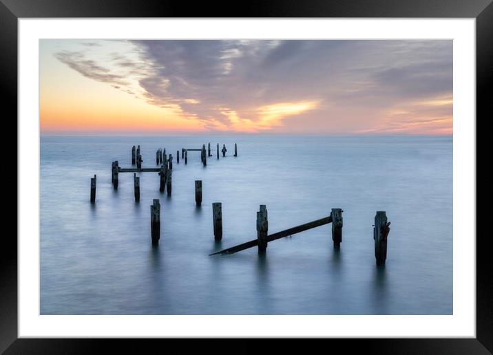 Swanage Old Pier at Sunrise Framed Mounted Print by David Semmens