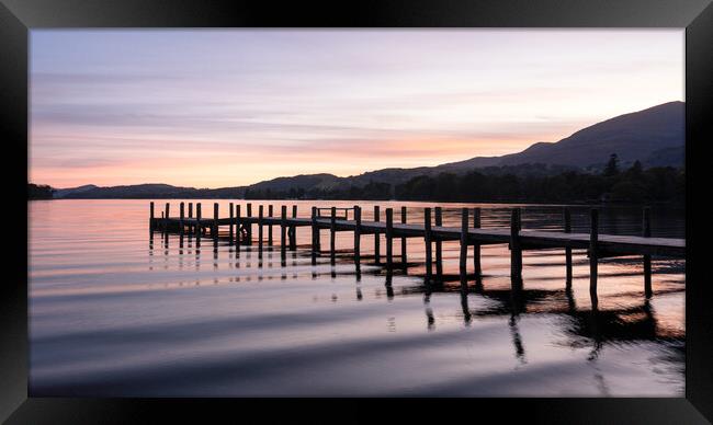 Coniston Water Jetty Framed Print by David Semmens