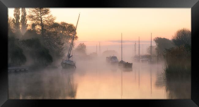 Misty Frome Sunrise Framed Print by David Semmens