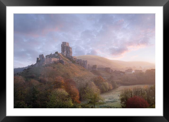 Autumnal Corfe Castle  Framed Mounted Print by David Semmens