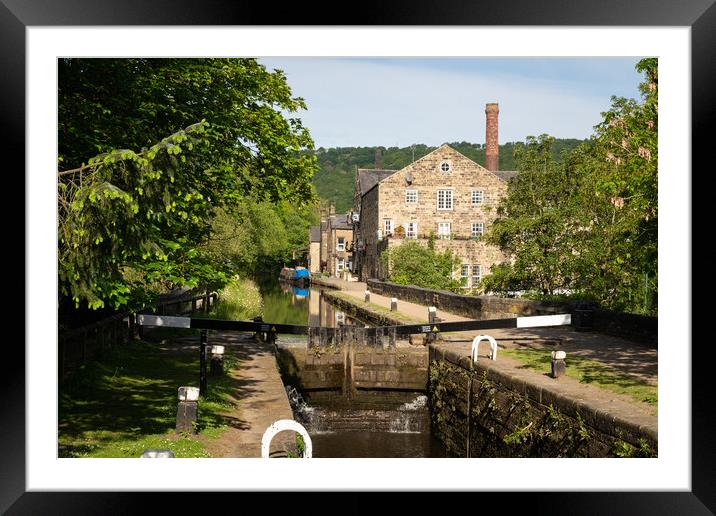 Rochdale Canal in Hebden Bridge Framed Mounted Print by David Semmens