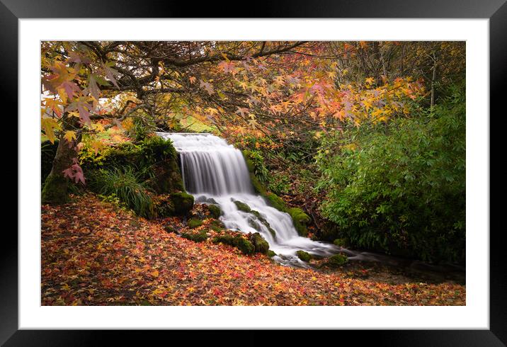 Autumn Waterfall Framed Mounted Print by David Semmens
