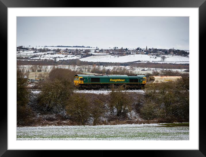 Freight Train making the slow climb up the Welland Valley. Framed Mounted Print by James Aston